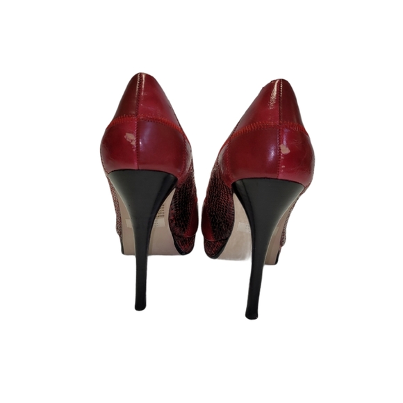 Baker Red Patches Stack Stiletto Heel Square Toe Vintage - Picture 8 of 8